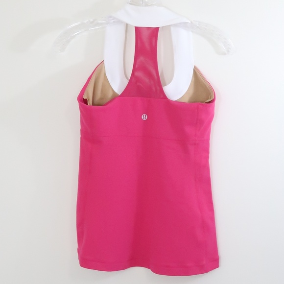 lululemon Scoop Neck Racerback Tank Pink White 6 - Picture 5 of 7